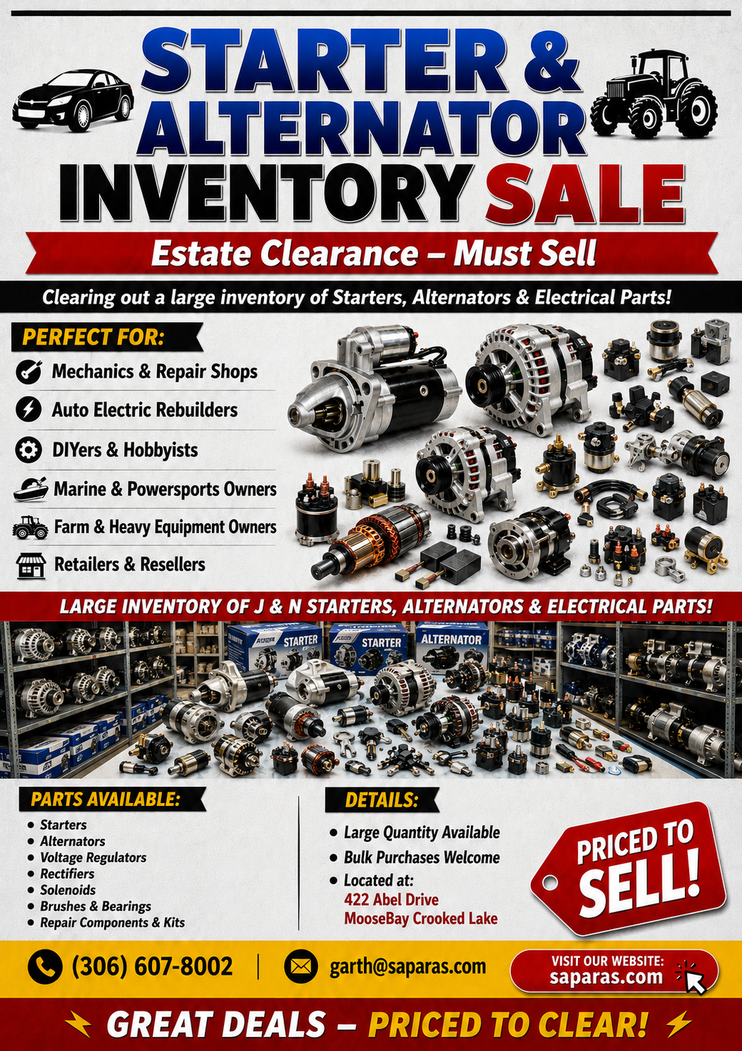 Starter and Alternator Inventory Sale Poster